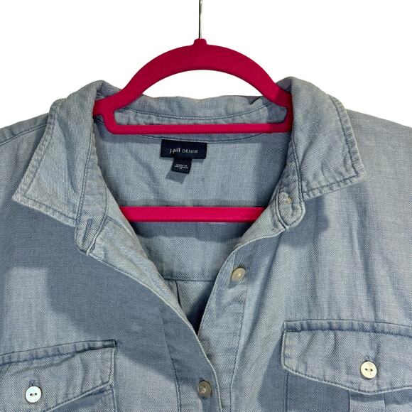 J.Jill Denim Short Sleeve Button Top Size M - Picture 8 of 9